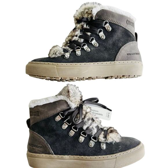 Cougar Daniel Suede Faux Fox Fur Waterproof Boot Pewter Grey NEW Size 36 / 6 - Picture 2 of 8